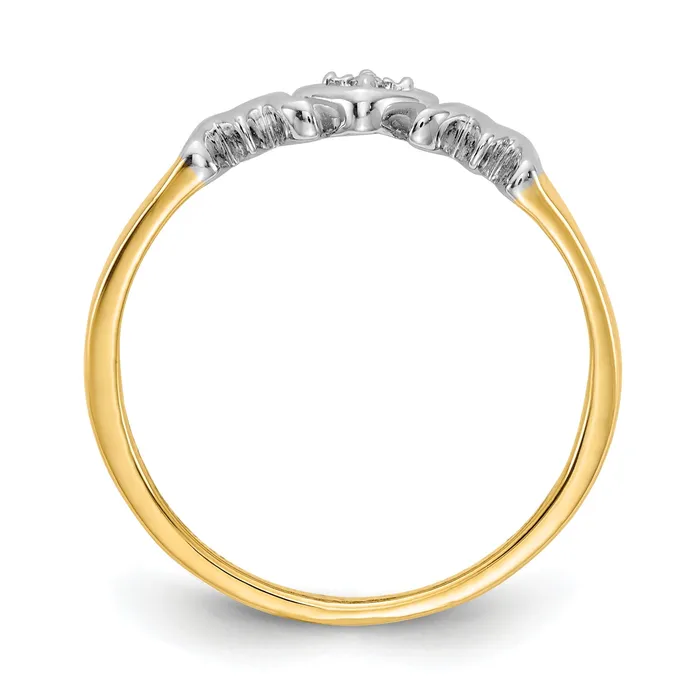 Solid 14k Yellow Gold wRhodium Simulated CZ MOM Ring Goldia Rings