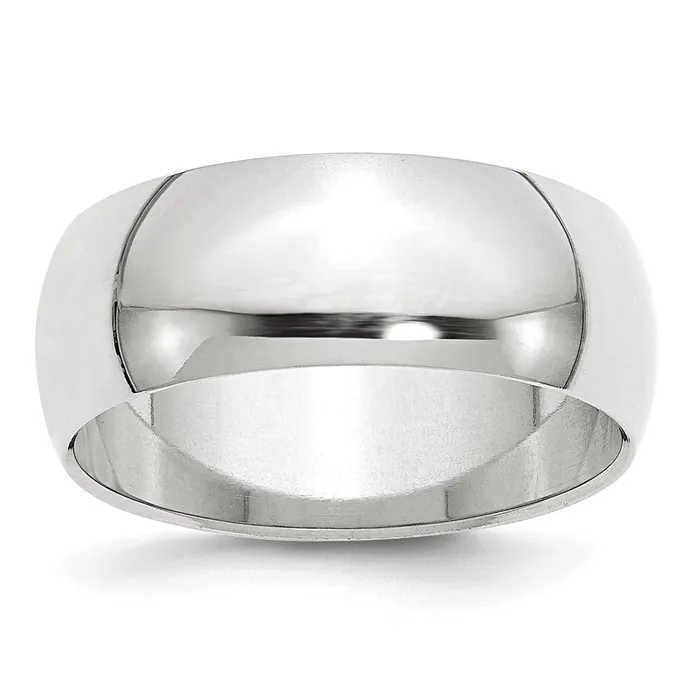 Solid 14K Yellow Gold White Gold 8mm HalfRound MensWomens Wedding Band Ring Size 85 Goldia Rings