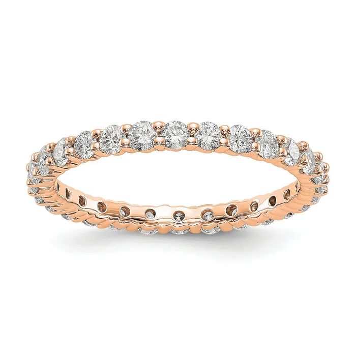 Solid Real 14k Rose Gold Polished shared Prong 1ct CZ Eternity Wedding Band Ring Goldia Rings Solid Real 14k Rose Gold Polished shared Prong 1ct CZ Eternity Wedding Band Ring Goldia Rings