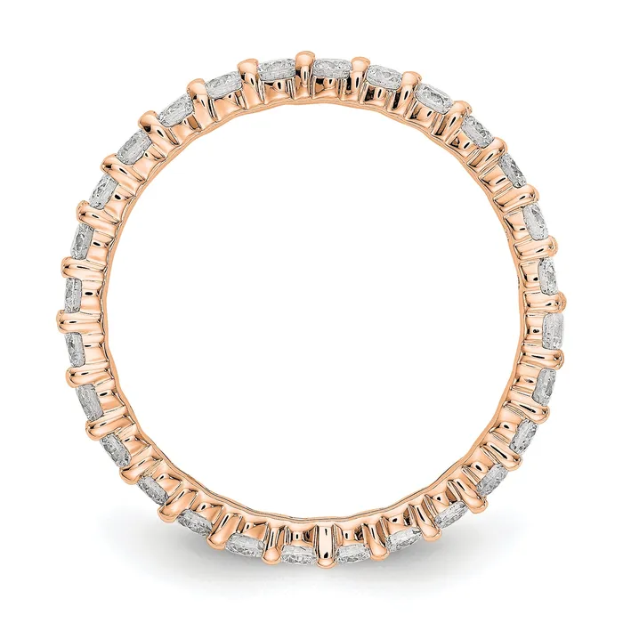 Solid Real 14k Rose Gold Polished shared Prong 1ct CZ Eternity Wedding Band Ring Goldia Rings