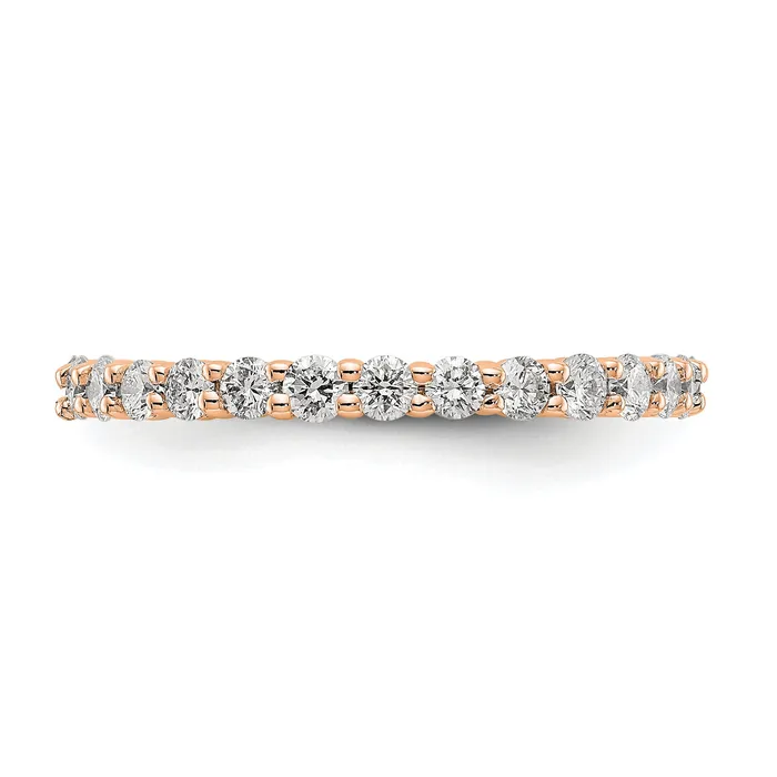Solid Real 14k Rose Gold Polished shared Prong 1ct CZ Eternity Wedding Band Ring Goldia Rings