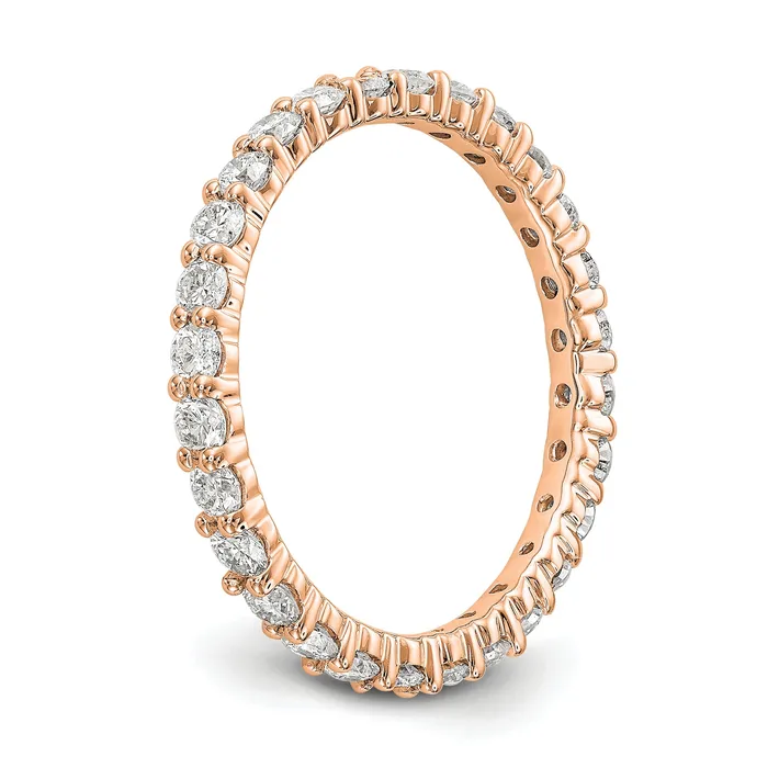 Solid Real 14k Rose Gold Polished shared Prong 1ct CZ Eternity Wedding Band Ring Goldia Rings