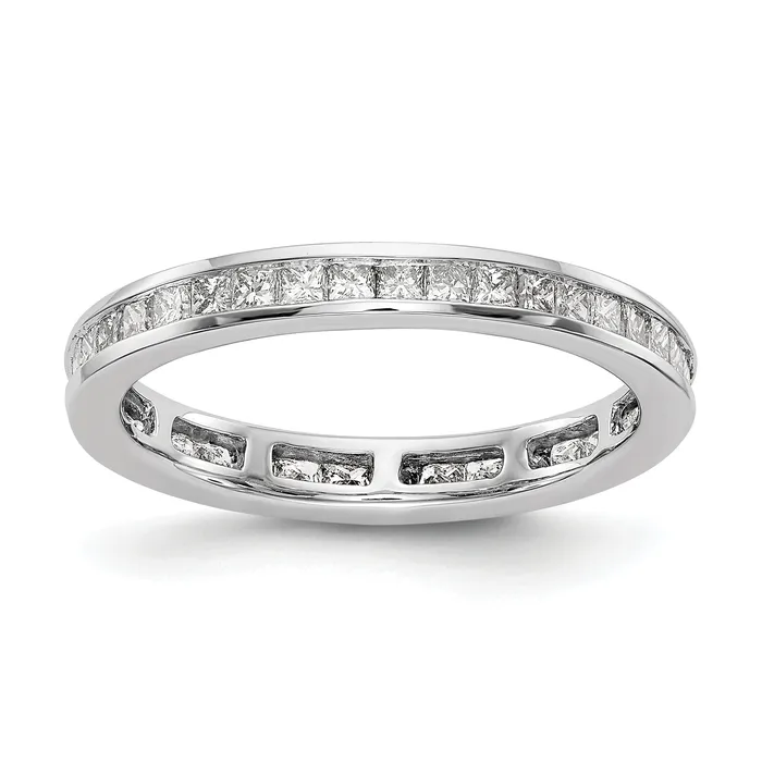 Solid Real 14k White Gold Polished 1ct Princess Channel Set CZ Eternity Wedding Band Ring Goldia Rings Solid Real 14k White Gold Polished 1ct Princess Channel Set CZ Eternity Wedding Band Ring Goldia Rings