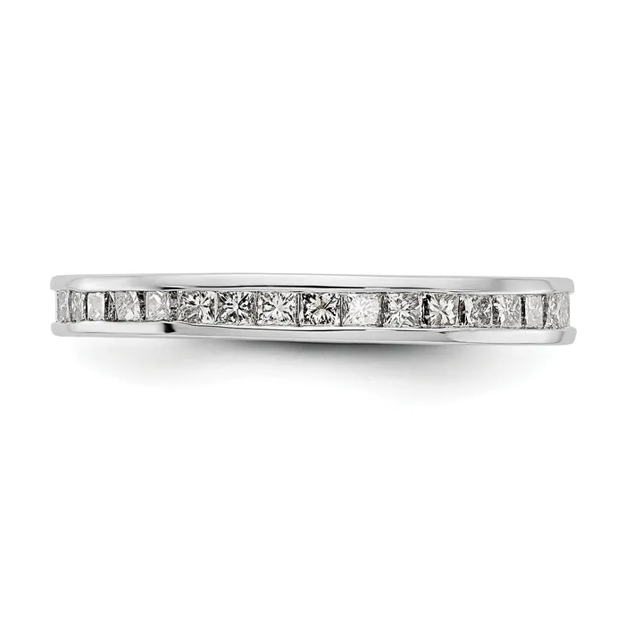 Solid Real 14k White Gold Polished 1ct Princess Channel Set CZ Eternity Wedding Band Ring Goldia Rings
