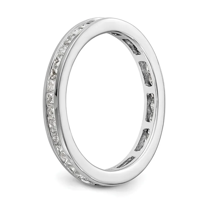 Solid Real 14k White Gold Polished 1ct Princess Channel Set CZ Eternity Wedding Band Ring Goldia Rings