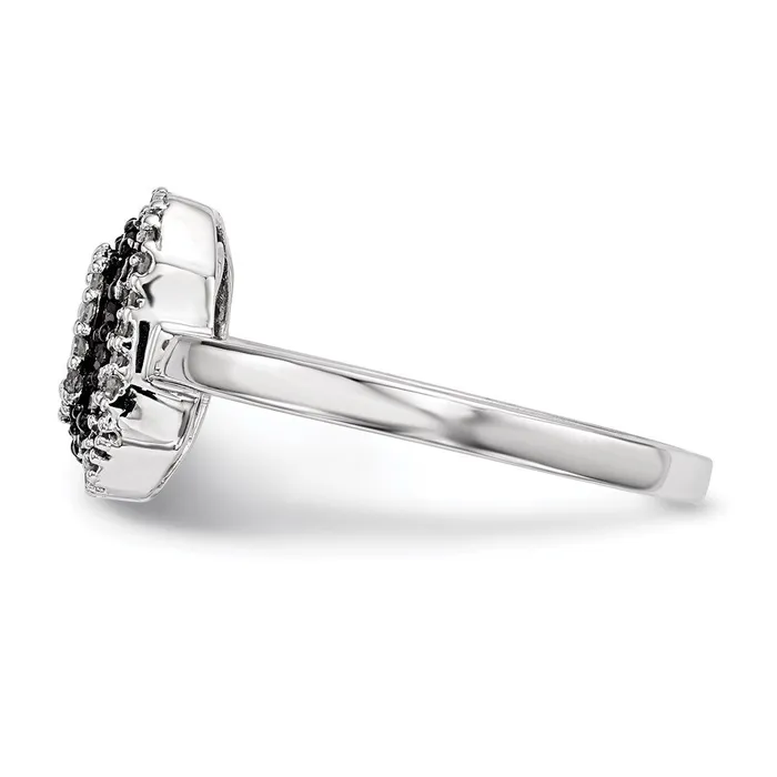 Sterling Silver Black and White Diamond Square Frame Ring Goldia Rings
