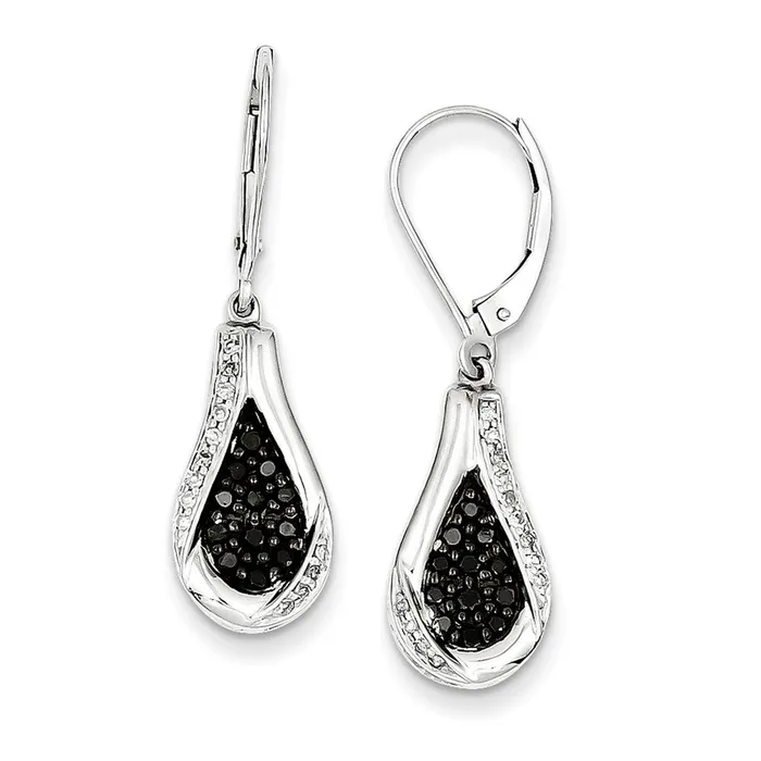 Sterling Silver Black Diamond Teardrop Leverback Earrings Goldia Earrings Sterling Silver Black Diamond Teardrop Leverback Earrings Goldia Earrings