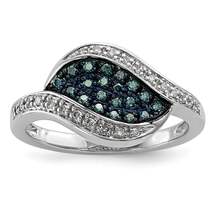Sterling Silver Blue Diamond Fancy Marquise Ring Goldia Rings