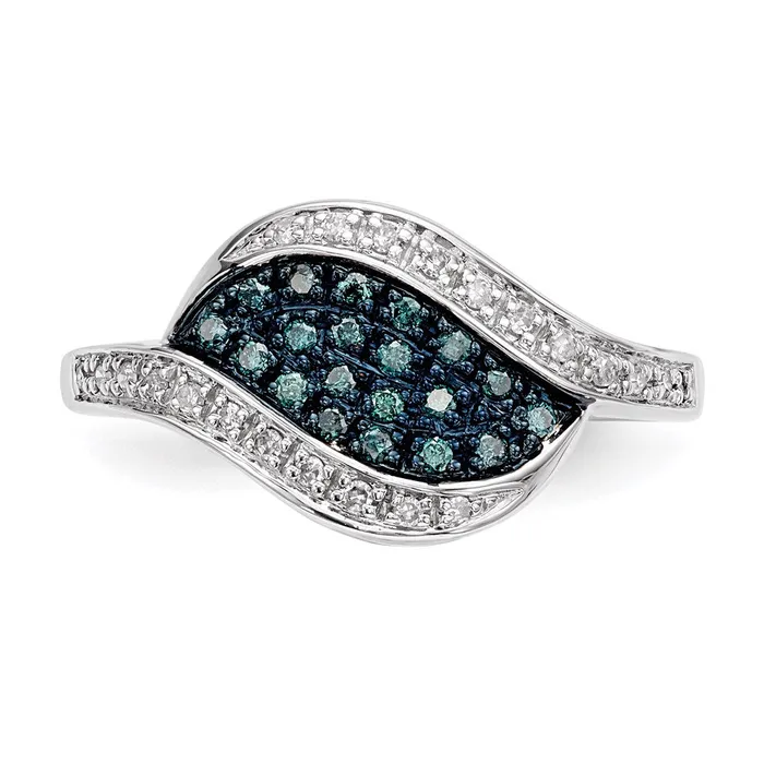 Sterling Silver Blue Diamond Fancy Marquise Ring Goldia Rings