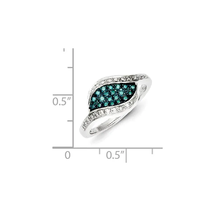 Sterling Silver Blue Diamond Fancy Marquise Ring Goldia Rings