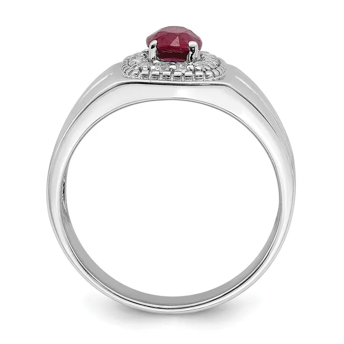 Sterling Silver Mens African Ruby and White Topaz Ring Goldia Rings