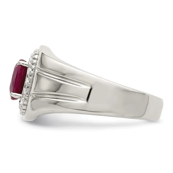Sterling Silver Mens African Ruby and White Topaz Ring Goldia Rings