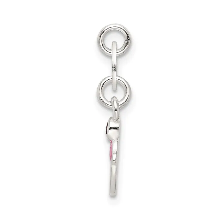Sterling Silver Polished and Enameled Cupcake wGarnet Charm Goldia Rings