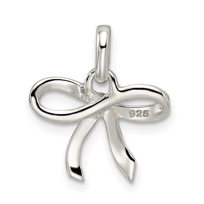 Sterling Silver Polished Diamond Bow Pendant Goldia Necklaces
