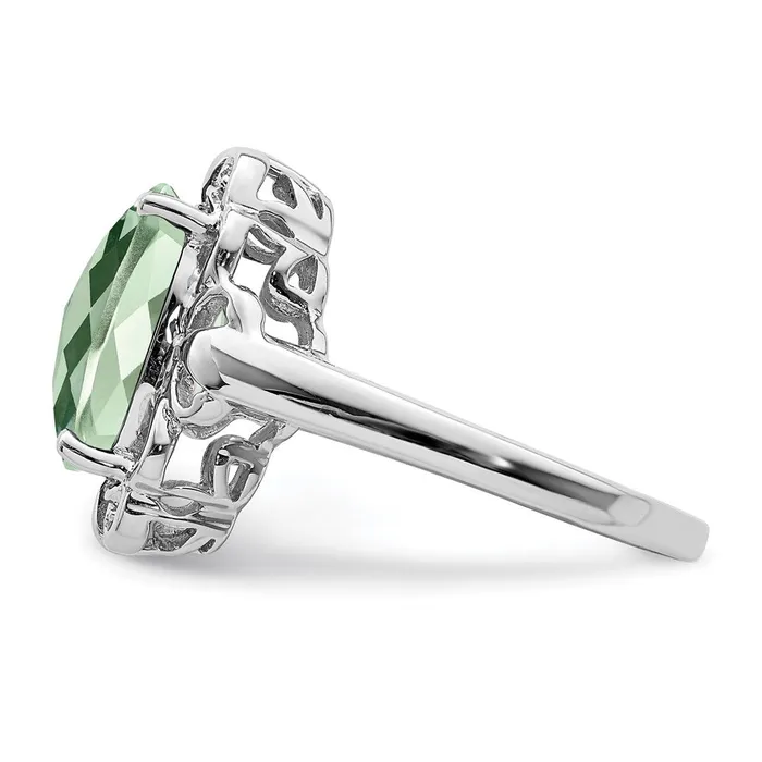 Sterling Silver Rhodium CheckerCut Green Quartz u0026 Diamond Ring Goldia Rings