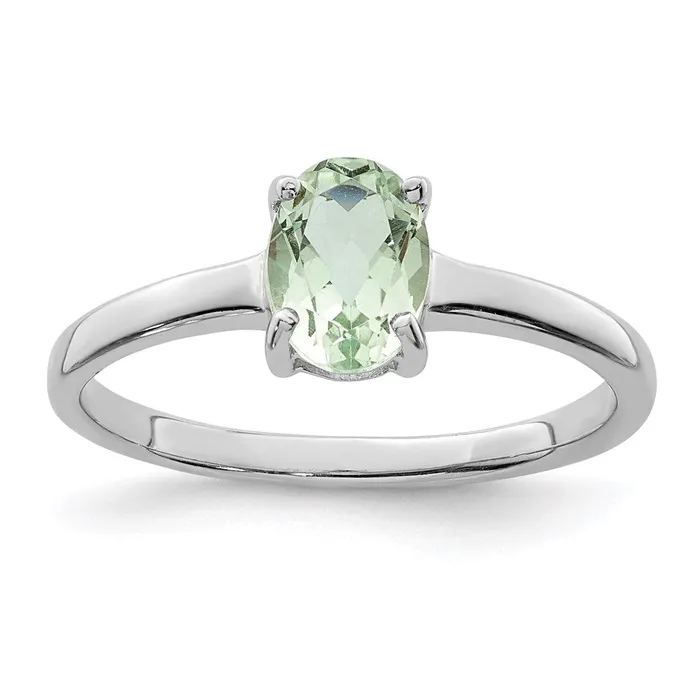 Sterling Silver Rhodium Green Quartz Ring Goldia Rings