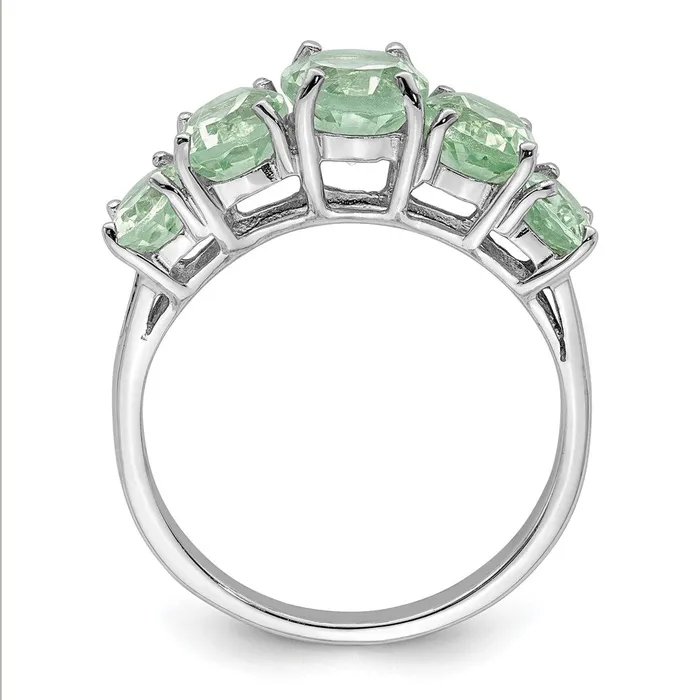 Sterling Silver Rhodium Green Quartz Ring Goldia Rings