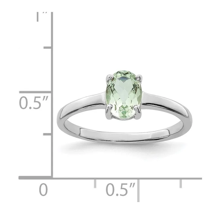 Sterling Silver Rhodium Green Quartz Ring Goldia Rings