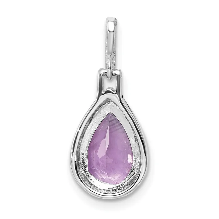 Sterling Silver Rhodiumplated Amethyst Teardrop Pendant Goldia Necklaces