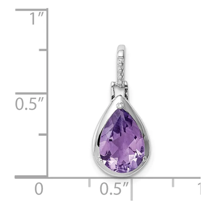 Sterling Silver Rhodiumplated Amethyst Teardrop Pendant Goldia Necklaces