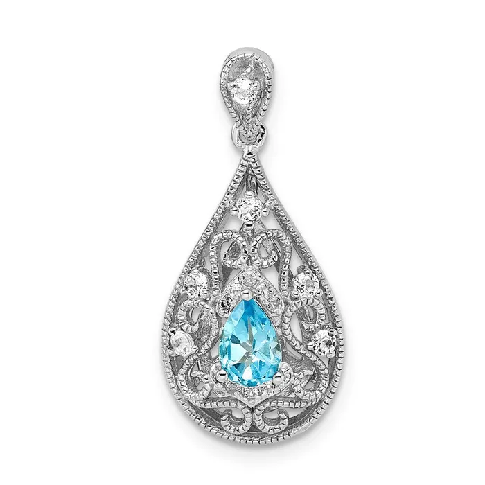 Sterling Silver Rhodiumplated Blue u0026 White Topaz Teardrop Pendant Goldia Necklaces Sterling Silver Rhodiumplated Blue u0026 White Topaz Teardrop Pendant Goldia Necklaces