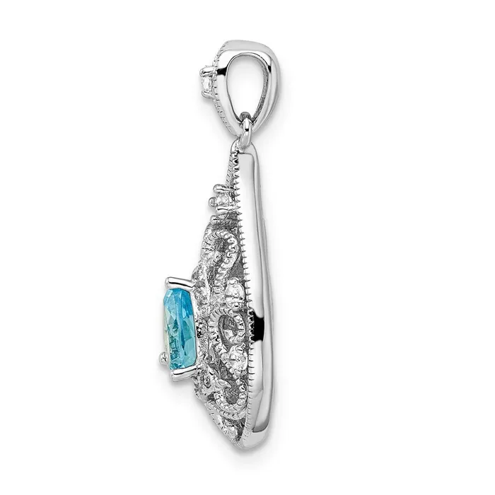 Sterling Silver Rhodiumplated Blue u0026 White Topaz Teardrop Pendant Goldia Necklaces