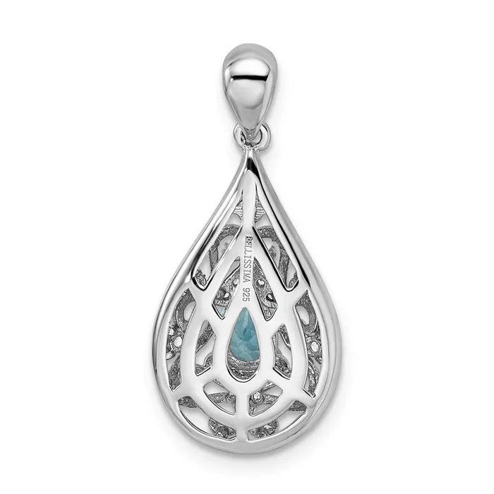 Sterling Silver Rhodiumplated Blue u0026 White Topaz Teardrop Pendant Goldia Necklaces
