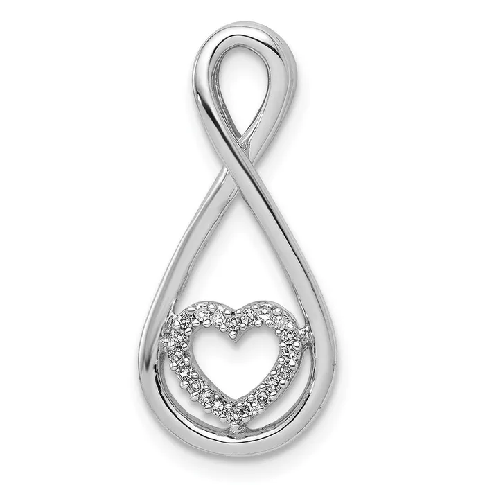 Sterling Silver RhodiumPlated Diamond Heart in Teardrop Slide Pendant Goldia Necklaces Sterling Silver RhodiumPlated Diamond Heart in Teardrop Slide Pendant Goldia Necklaces