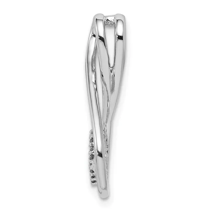 Sterling Silver RhodiumPlated Diamond Heart in Teardrop Slide Pendant Goldia Necklaces