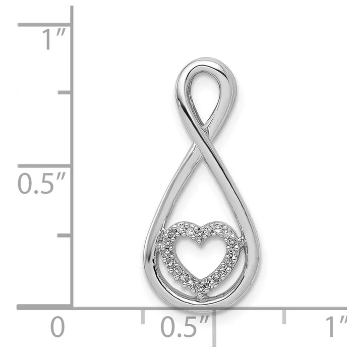 Sterling Silver RhodiumPlated Diamond Heart in Teardrop Slide Pendant Goldia Necklaces