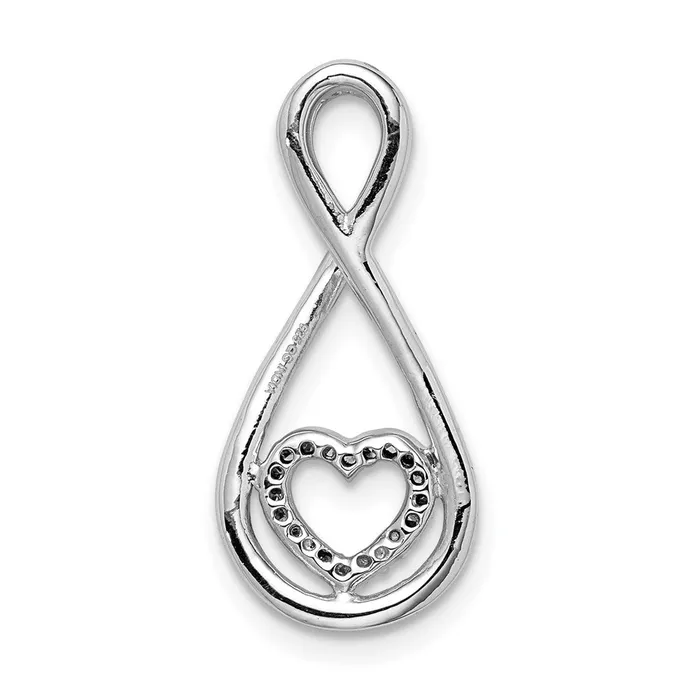 Sterling Silver RhodiumPlated Diamond Heart in Teardrop Slide Pendant Goldia Necklaces