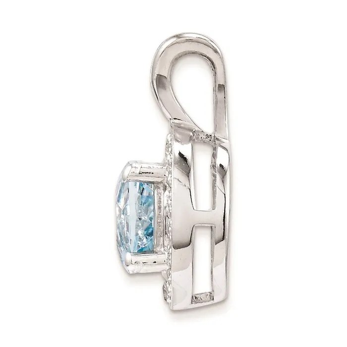 Sterling Silver Rhodiumplated Diamond u0026 Aquamarine Pendant Goldia Necklaces