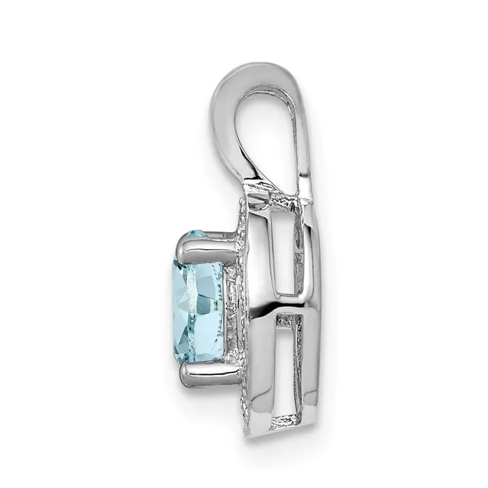 Sterling Silver Rhodiumplated Diamond u0026 Aquamarine Pendant Goldia Necklaces