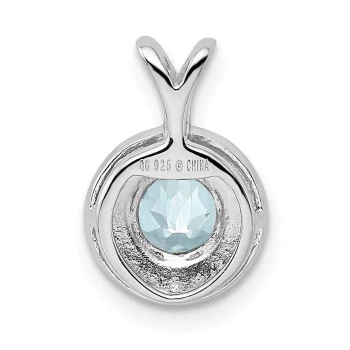 Sterling Silver Rhodiumplated Diamond u0026 Aquamarine Pendant Goldia Necklaces