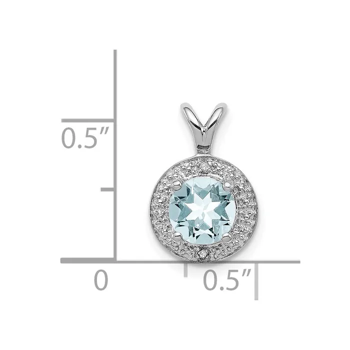 Sterling Silver Rhodiumplated Diamond u0026 Aquamarine Pendant Goldia Necklaces