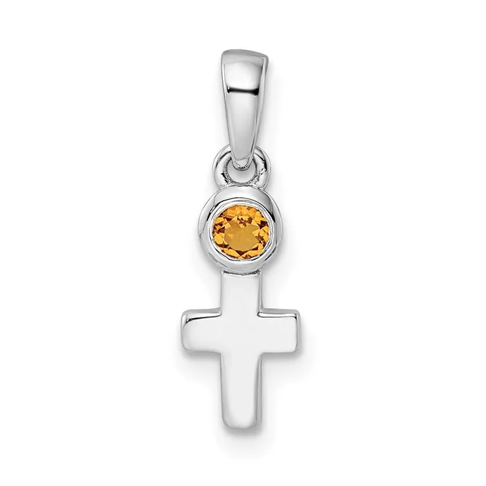 Sterling Silver Rhodiumplated Polished Citrine Cross Pendant Goldia Necklaces Sterling Silver Rhodiumplated Polished Citrine Cross Pendant Goldia Necklaces