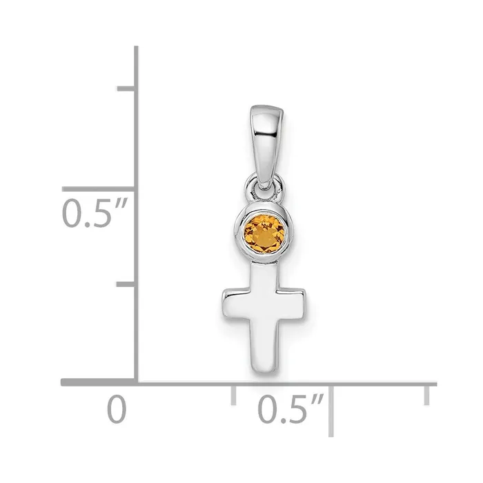 Sterling Silver Rhodiumplated Polished Citrine Cross Pendant Goldia Necklaces