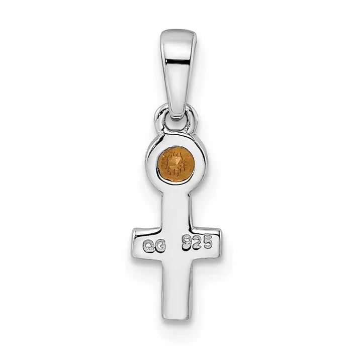 Sterling Silver Rhodiumplated Polished Citrine Cross Pendant Goldia Necklaces