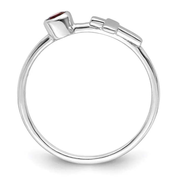 Sterling Silver Rhodiumplated Polished Cross Garnet Ring Goldia Rings