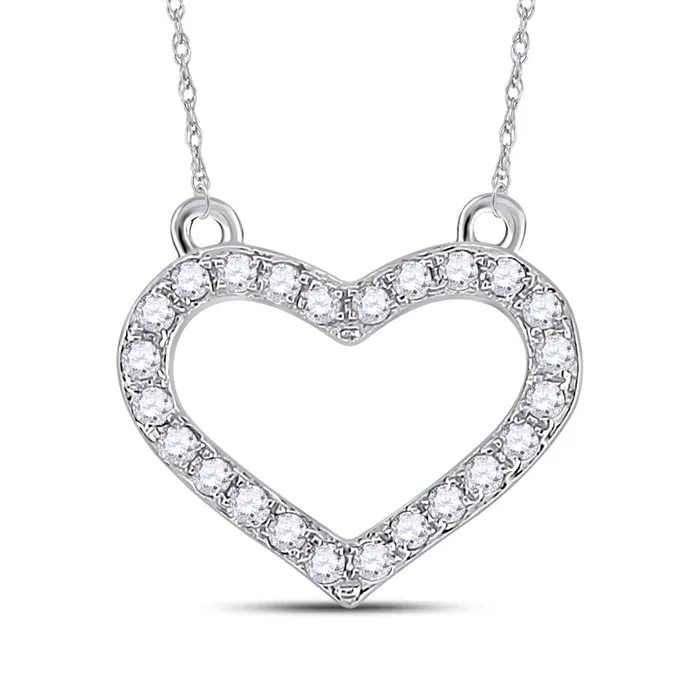 Sterling Silver Round Diamond Heart Pendant Necklace 16 Cttw gndatlanta Necklaces Sterling Silver Round Diamond Heart Pendant Necklace 16 Cttw gndatlanta Necklaces