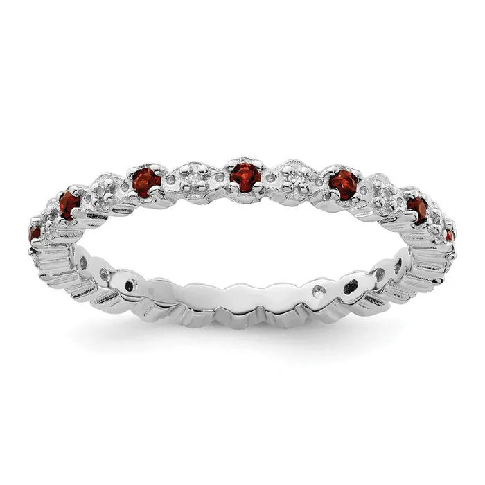 Sterling Silver Stackable Expressions Garnet u0026 Diamond Ring Goldia Rings Sterling Silver Stackable Expressions Garnet u0026 Diamond Ring Goldia Rings