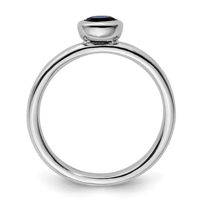 Sterling Silver Stackable Expressions Low 5mm Round Cr Sapphire Ring Goldia Rings