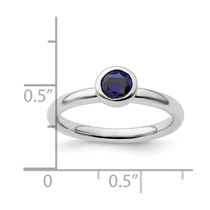 Sterling Silver Stackable Expressions Low 5mm Round Cr Sapphire Ring Goldia Rings