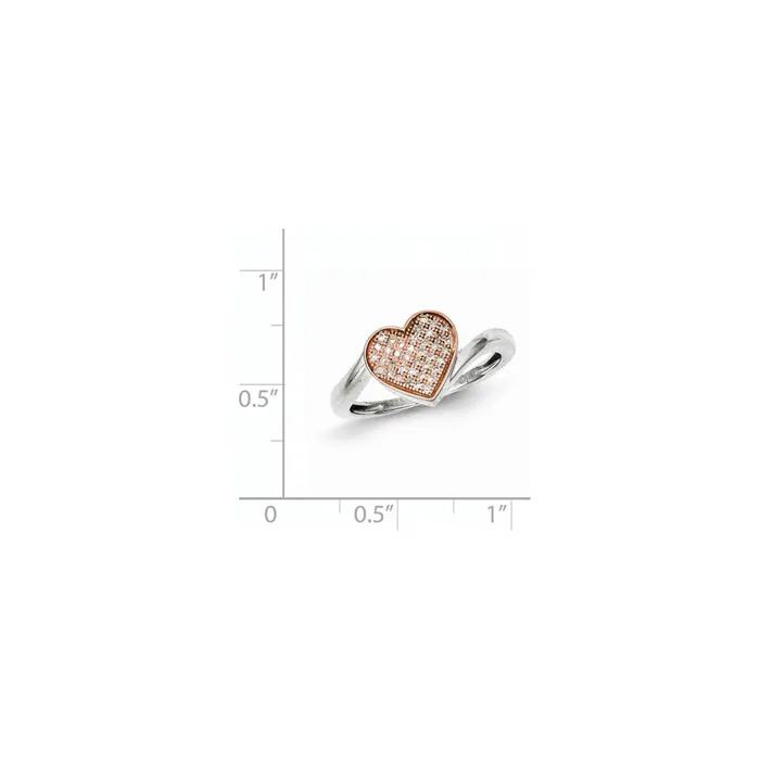 Sterling Silver u0026 14K Rose Gold Diamond Heart Ring Goldia Rings