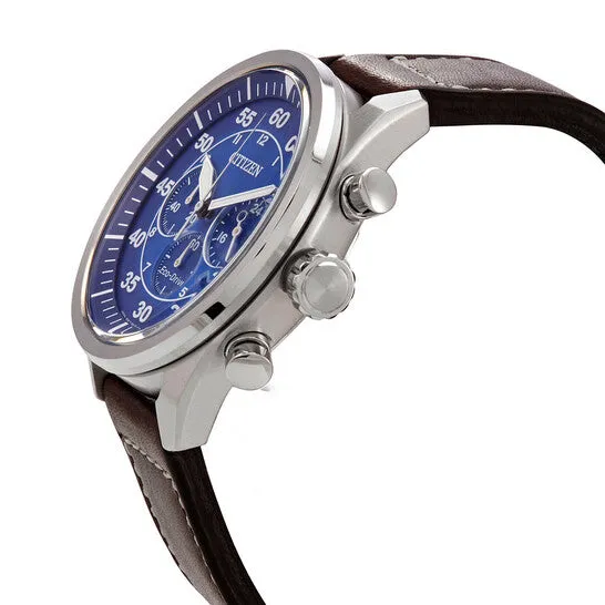 Watches Original Citizen Chronograph EcoDrive Blue Dial Brown Leather Mens Watch CA421041L JMS always Watches Original Citizen Chronograph EcoDrive Blue Dial Brown Leather Mens Watch CA421041L JMS always